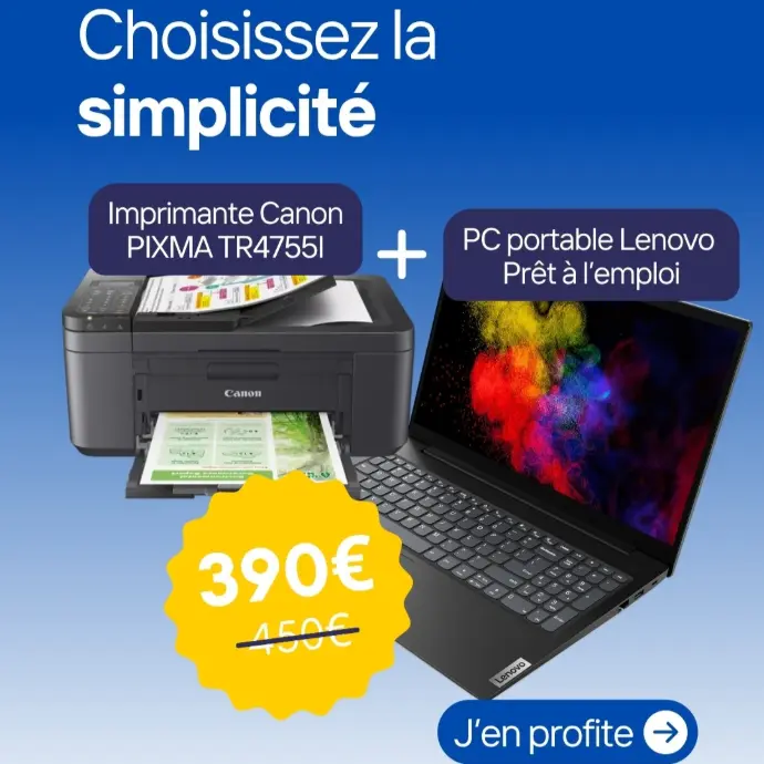 PACK PROMO Lenovo V15 + Imprimante Canon